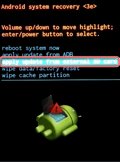 заводское рекавери apply update sdcard