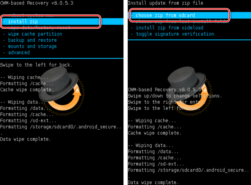 CWM Install zip choose from sdcard