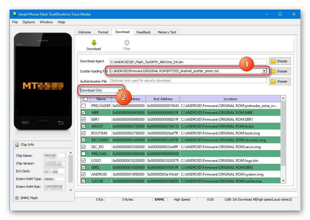 SP Flash Tool установка рекавери