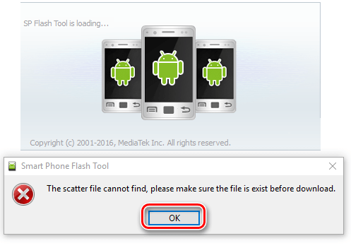 SP Flash Tool ошибка отсутсвует скаттер-файл
