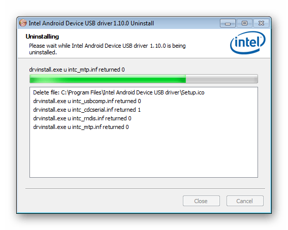 удаление драйверов intel android прогресс