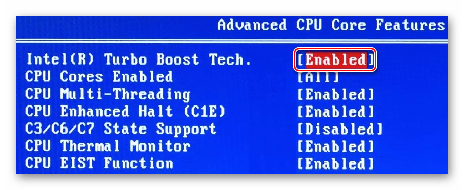Включение Turbo Boost в не UEFI BIOS