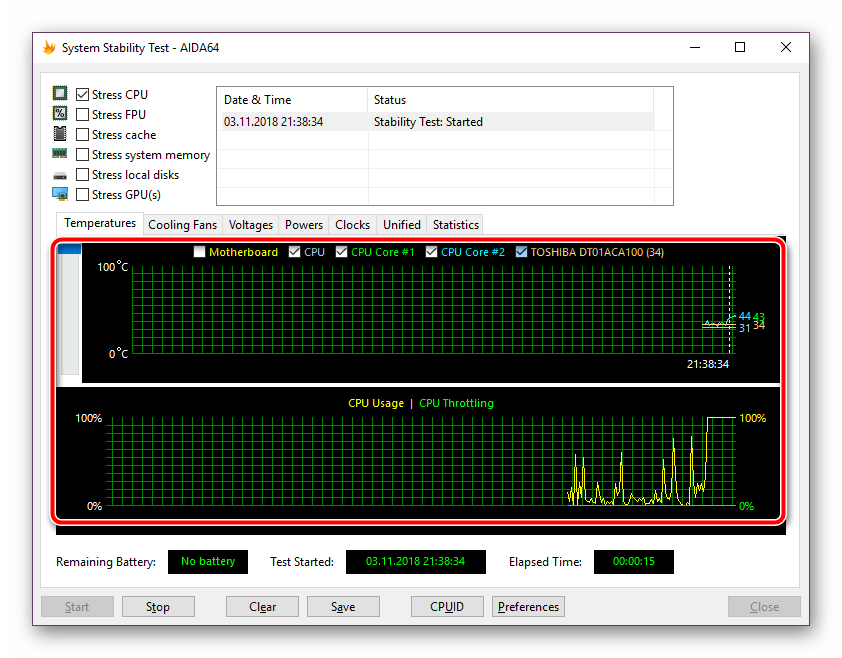 Проведение тестирования в программе AIDA64