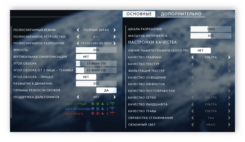 Настройки графики Battlefield 1