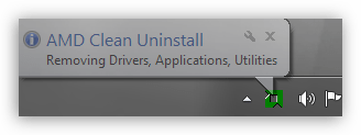 Сворачивание программы AMD Clean Uninstall в системный трей при удалении старых драйверов AMD