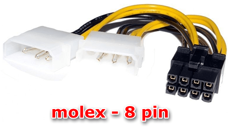 Переходник с molex на 8 пин для подключения дополнительного питания видеокарты