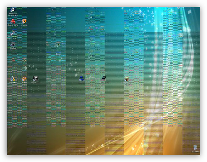 Артефакты на экране монитора при неисправном графическом процессоре