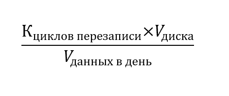 Формула расчета срока службы SSD