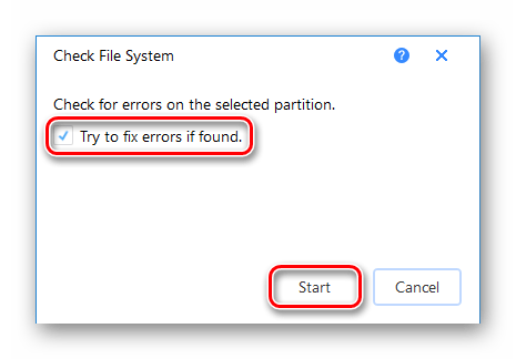 Настройка процедуры проверки файловой системы в EaseUS Partition Master