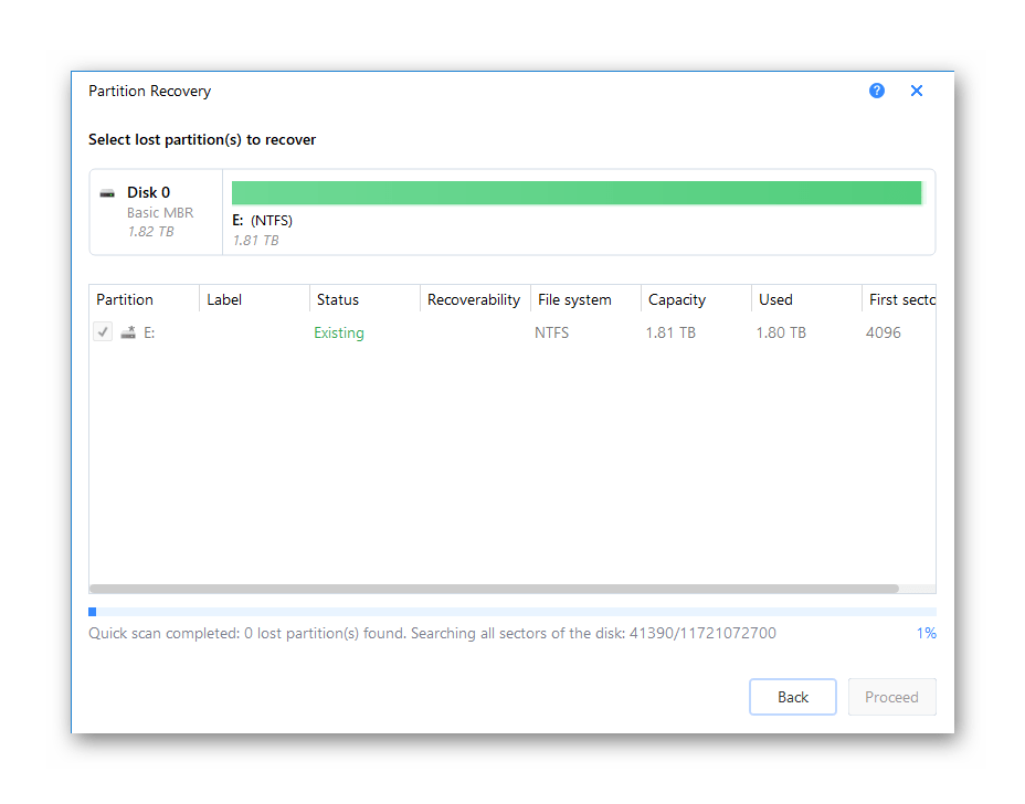 Процедура поиска повреждённых разделов в EaseUS Partition Master