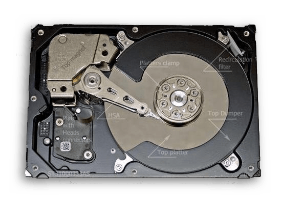 Внутренности герметического блока В HDD