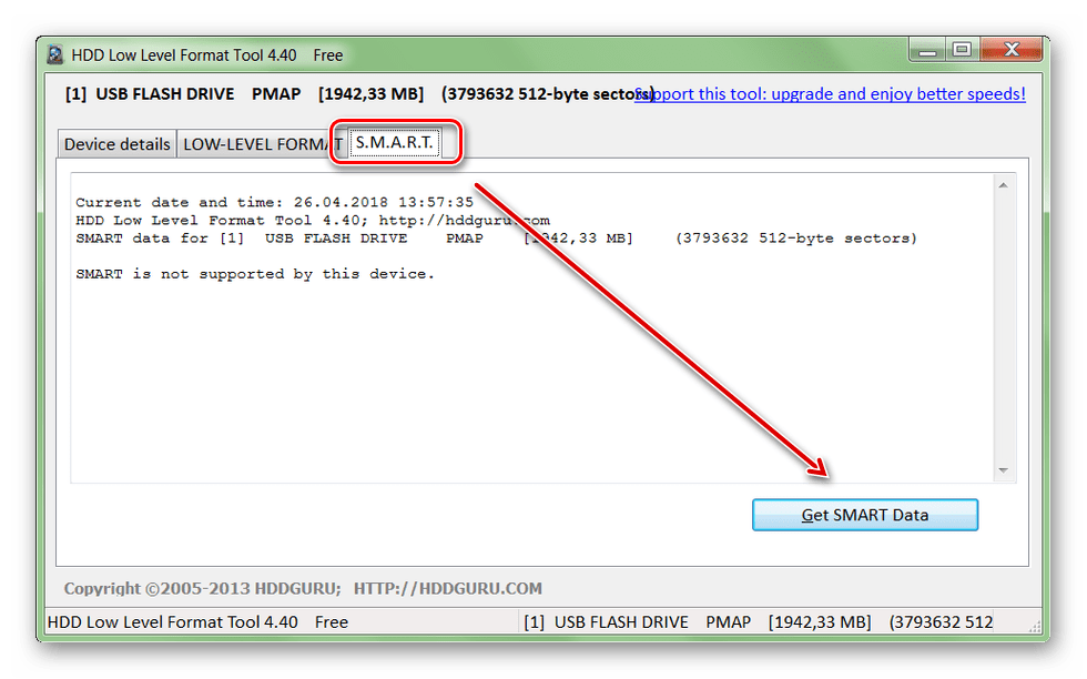 Получение SMART данных в HDD Low Level Format Tool