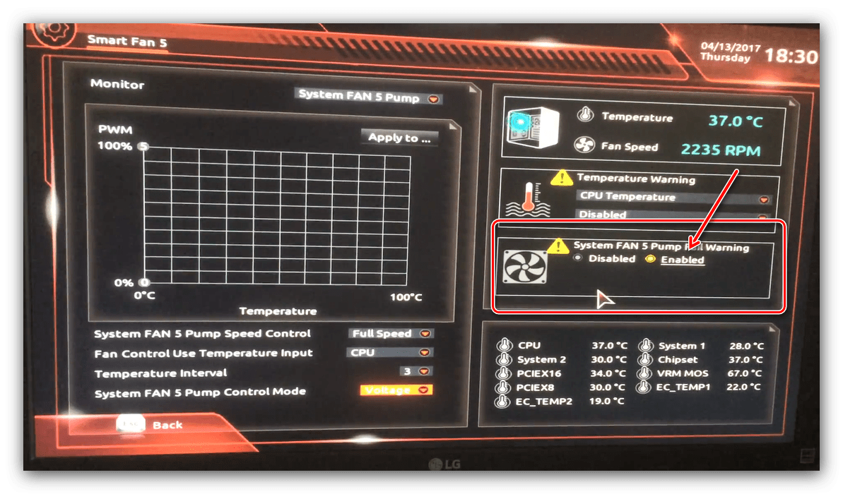 Включить предупреждение о поломке кулера в UEFI BIOS материнских плат Gigabyte