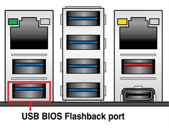 Порт USB, обозначенный как совместимый с ASUS Flashback для отката версии BIOS