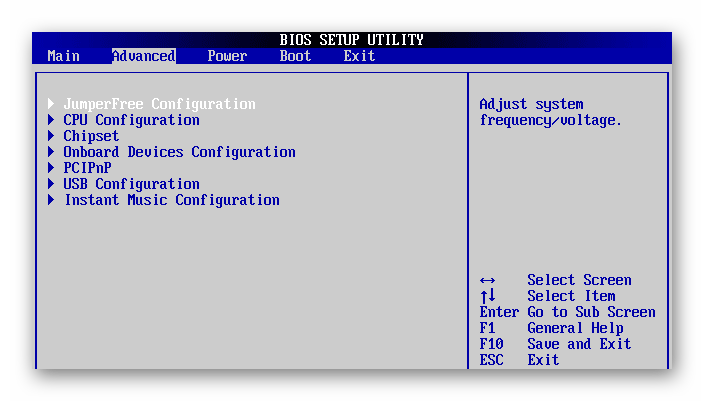 Advanced в AMI-BIOS