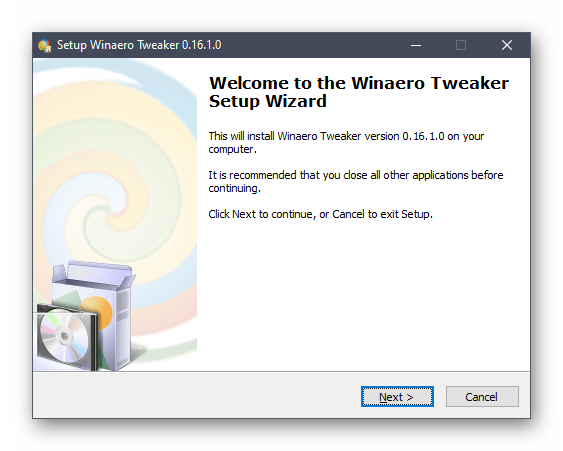 Процесс установки программы Winaero Tweaker в Windows 10