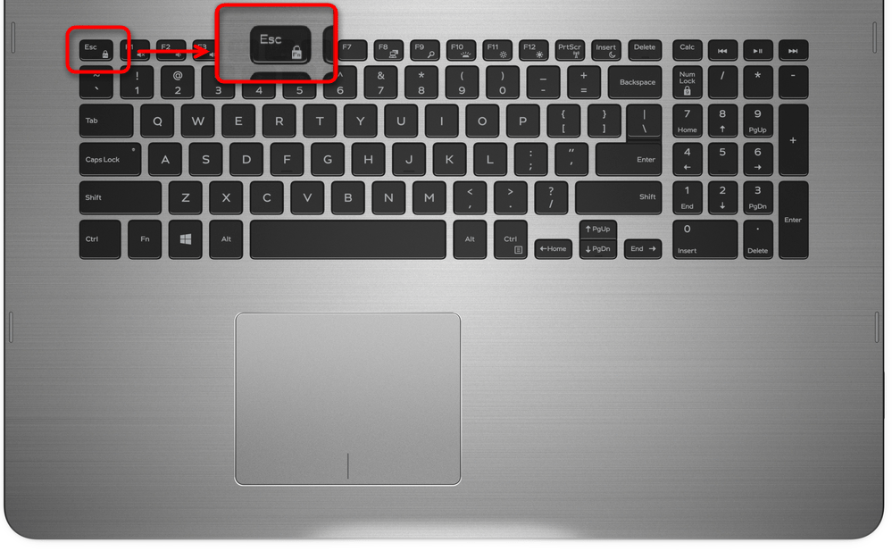 Пример отключения блокировки функциональных клавиш клавишами Fn и Esc