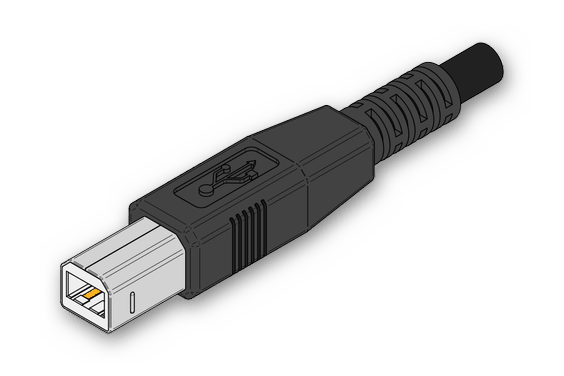 Первая сторона кабеля для подключения принтера от HP к компьютеру или ноутбуку