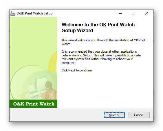Установка программы O&K Print Watch после скачивания для просмотра истории печати принтера