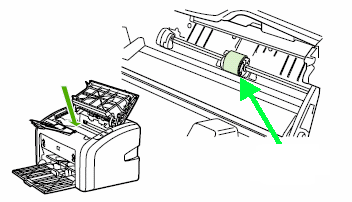 Вид ролика захвата в принтерах HP