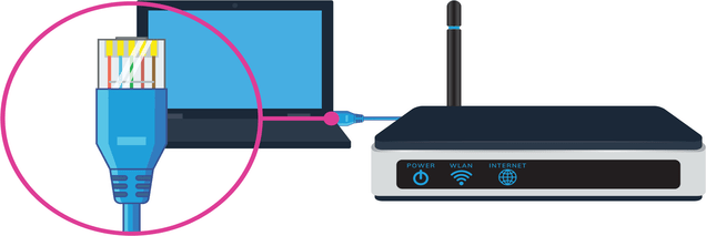 Подключение кабеля локальной сети к ноутбуку после соединения с роутером
