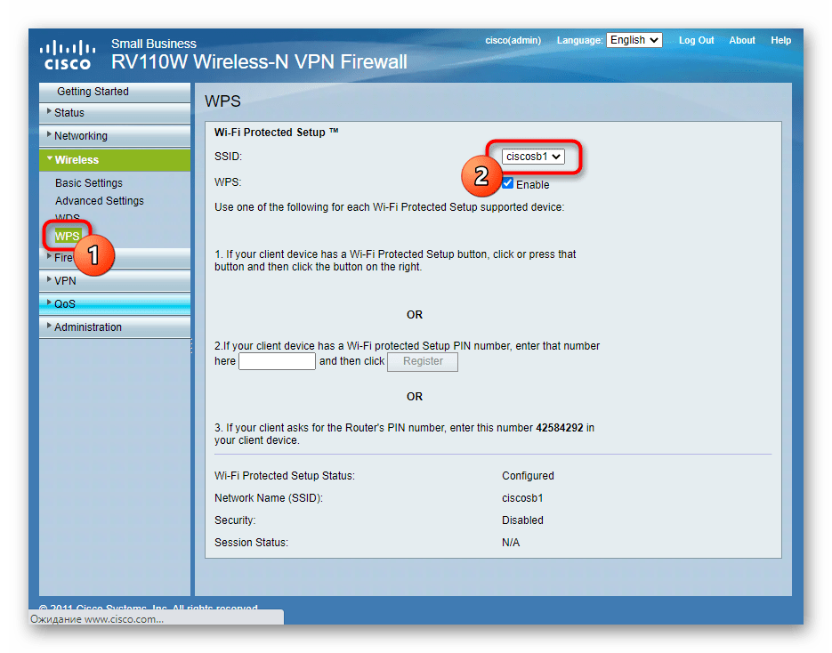 Настройка быстрого подключения к беспроводной сети роутера Cisco
