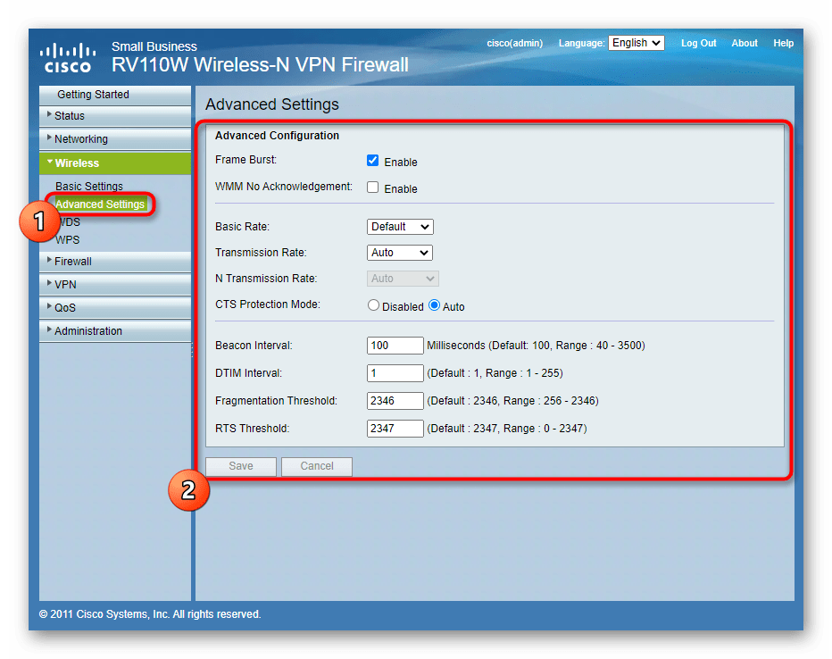 Продвинутые настройки беспроводной сети роутера Cisco при его ручной настройке