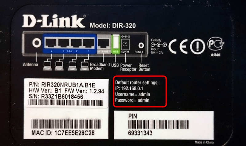 Обнаружение данных для входа в веб-интерфейс роутера D-Link