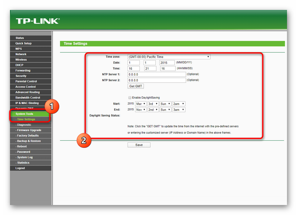 Настройка системного времени при конфигурировании роутера TP-Link TL-WR940N