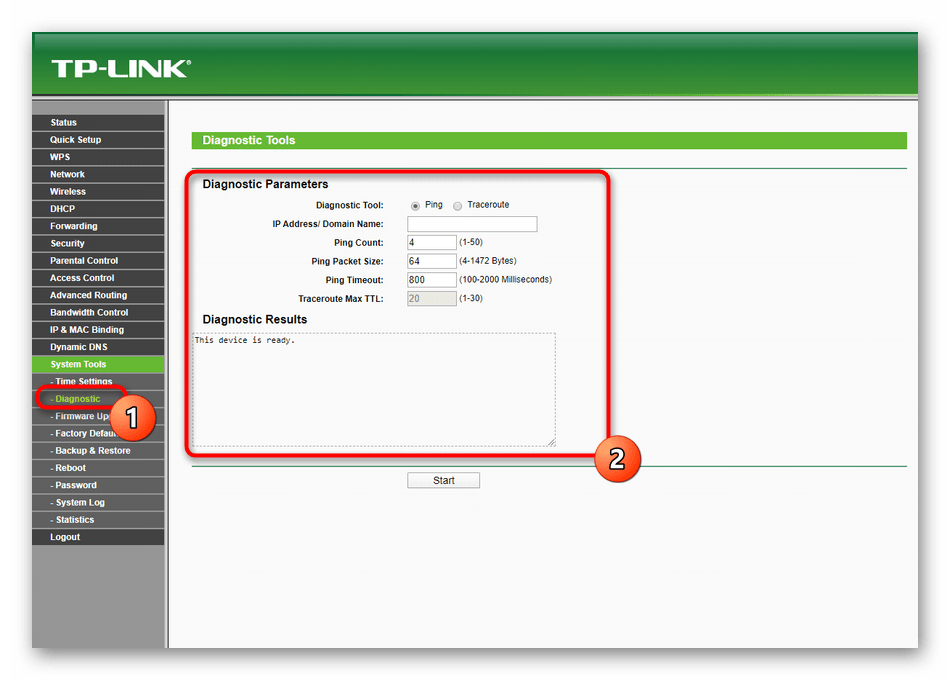 Параметры диагностики роутера TP-Link TL-WR940N при его настройке