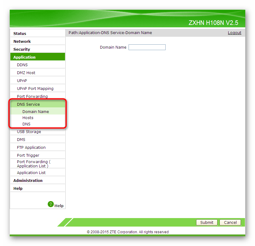 Подключение DNS-сервера через веб-интерфейс роутера ZTE