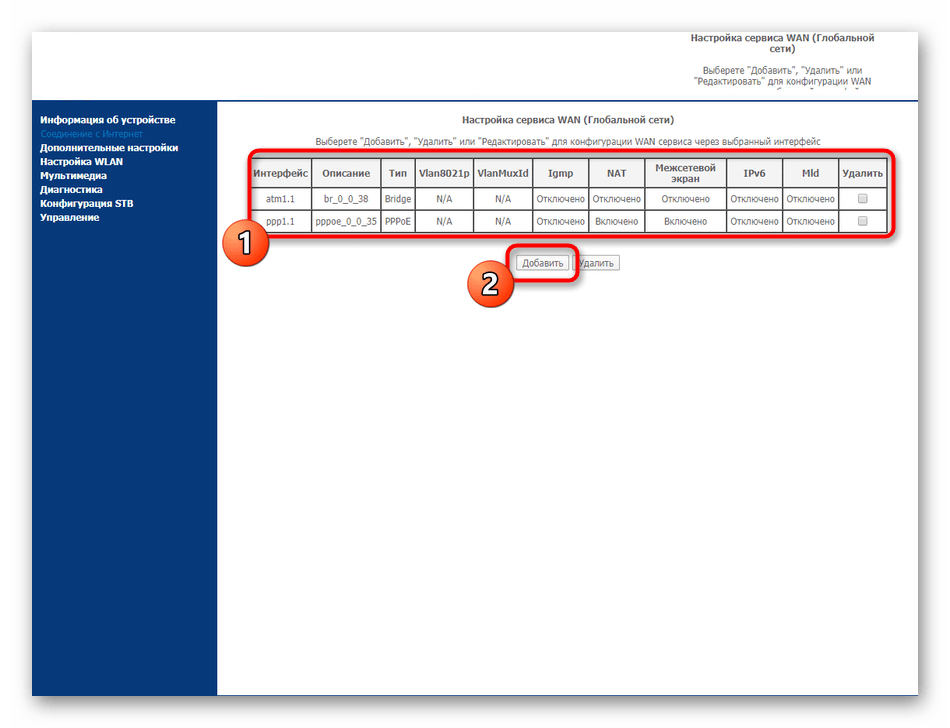 Переход к созданию новых параметров для получения интернета для роутера Sagemcom F@st 2804 от МТС