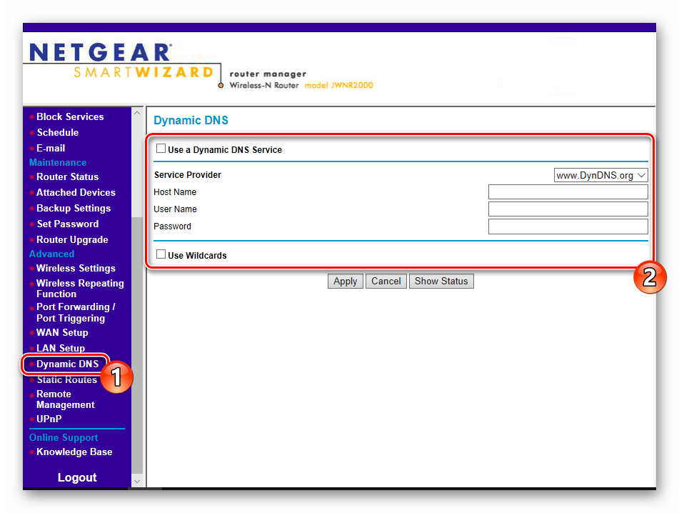 Настройки динамического DNS роутера NETGEAR