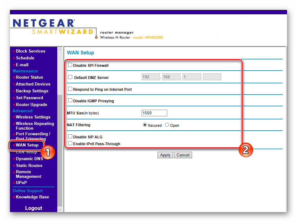 Дополнительные настройки проводного соединения роутера NETGEAR