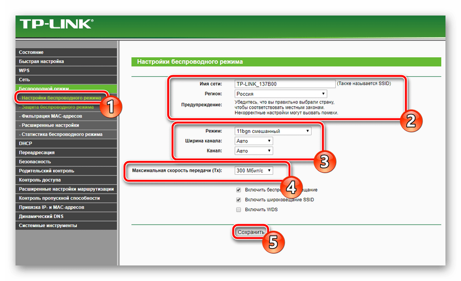 Основные параметры беспроводной сети роутера TP-Link TL-MR3420