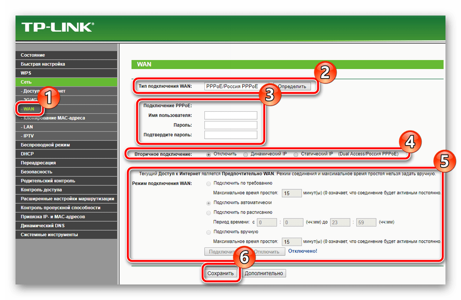 Основные параметры проводной сети на роутере TP-Link TL-MR3420