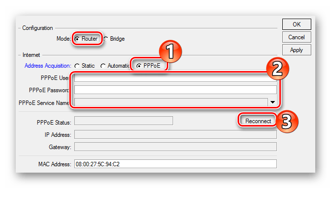 Установка параметров РРРоЕ в роутере Микротик
