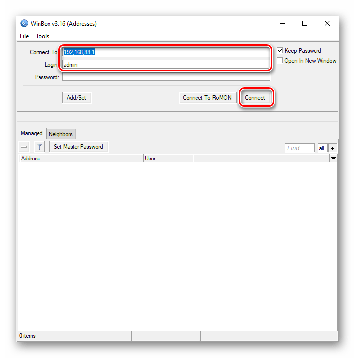 Подключение к роутеру Микротик по IP-адресу через утилиту Winbox