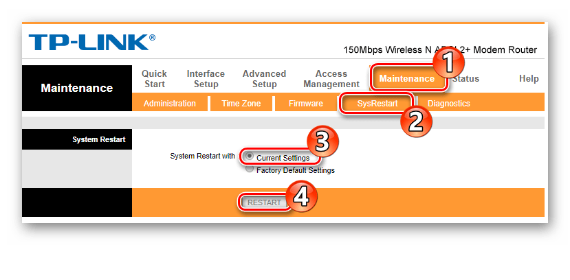 Перезагрузка модемов TP-Link TD-W8901N и ZTE ZXHN H108N