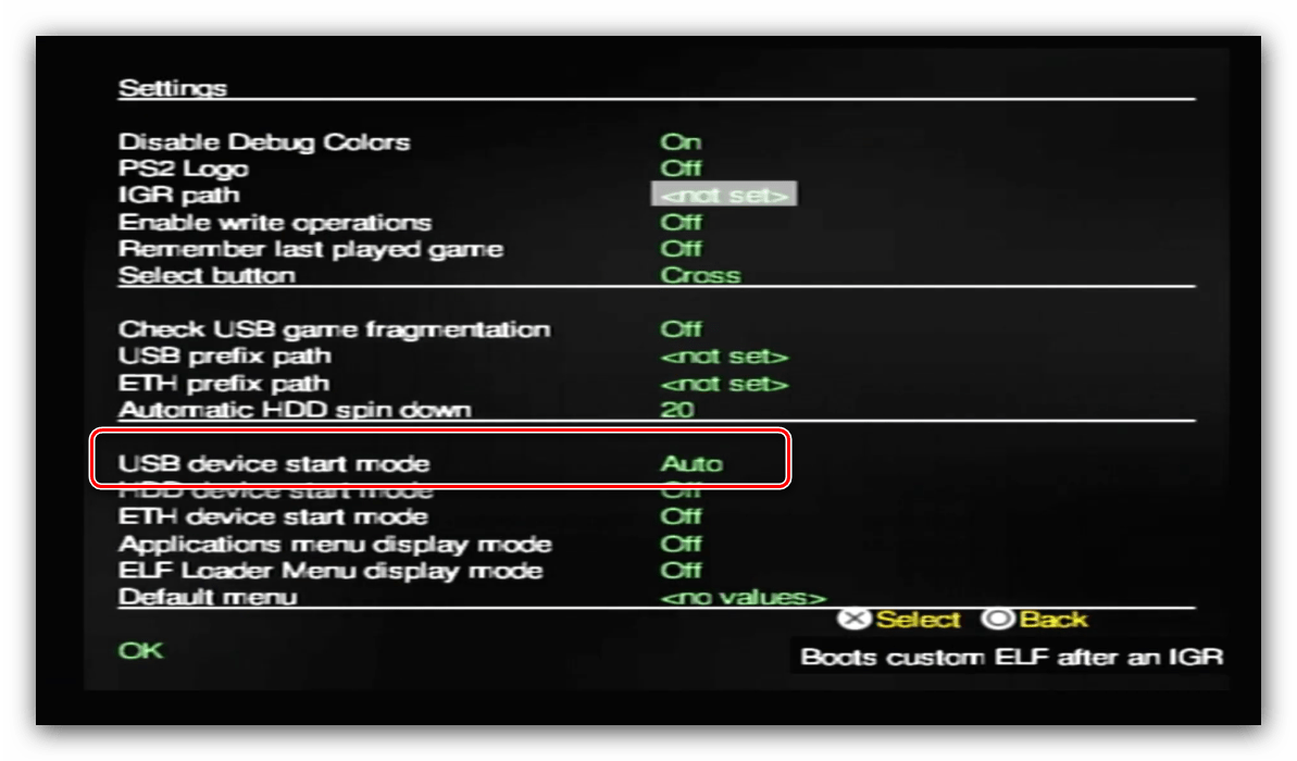 Сканирование носителя в OPL для запуска игр с USB накопителя на PlayStation 2