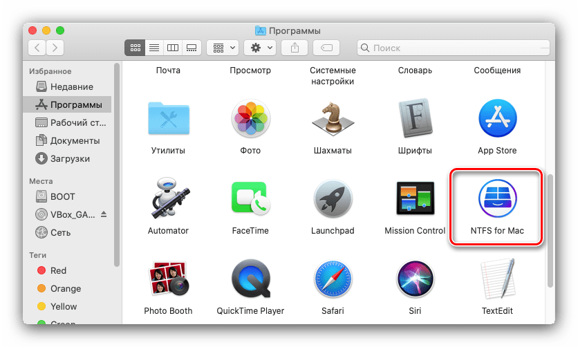 Запустить NTFS for Mac для форматирования флешки в NTFS на MacBook