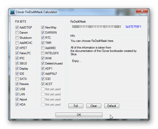 Clover FixDsdtMask Calculator