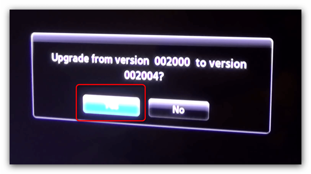 Подтвердить обновление с флешки телевизора Samsung