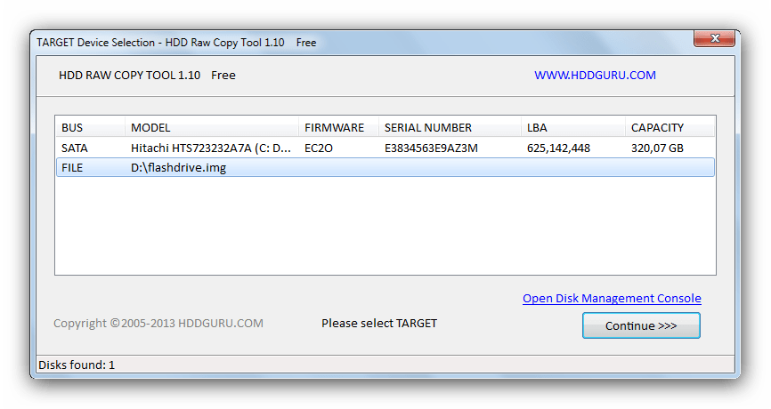 Начать сохранение образа HDD Raw Copy Tools для решения проблемы с вводом-выводом информации на флешке