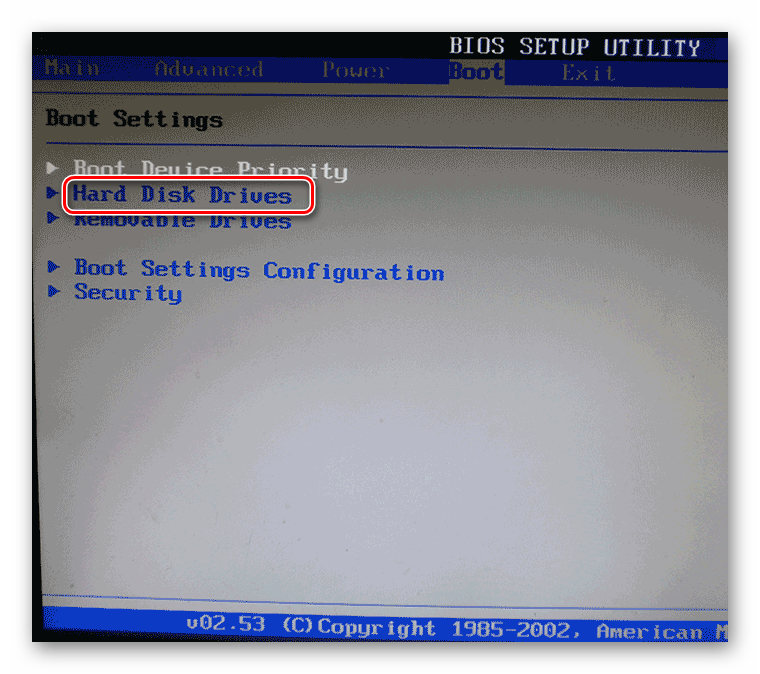 Переход в Hard Disk Drives в БИОС
