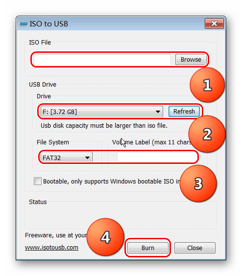 использование программы ISO to USB