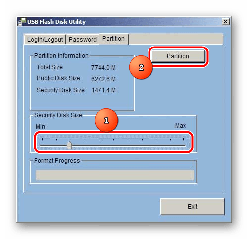 работа A-DATA USB Flash Disk Utility