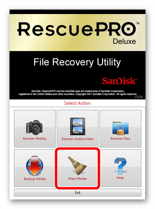 окно SanDisk RescuePRO