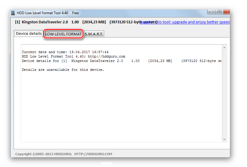 Раздел  LOW-LEVEL FORMAT в в HDD Low Level Format Tool