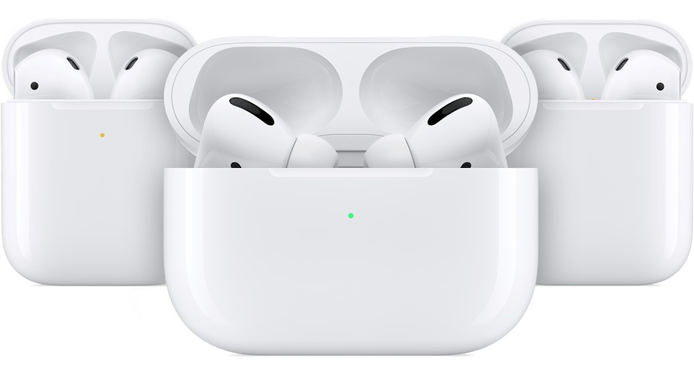 Расположение индикатора статуса на разных моделях наушников AirPods